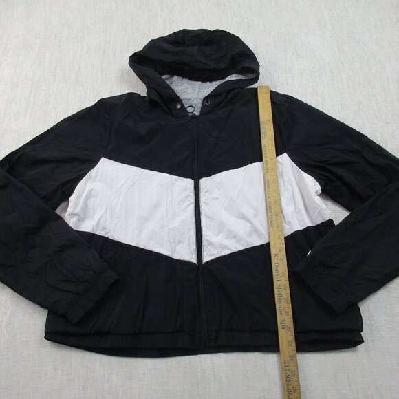Abercrombie & Fitch Windbreaker Jacket Women XL White Black Casual Hooded Zip-Up - Picture 6 of 9